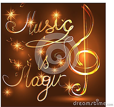 Elegant luminous contour of the treble clef on a dark background, neon-effect, music, musical note Stock Photo