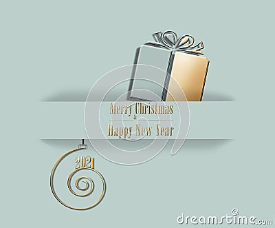 Elegant luxury 2021 Merry Christmas Happy New Year card Stock Photo