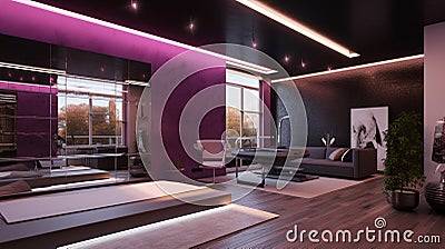 Elegant luxury living room with vivid magenta colors Stock Photo