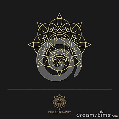 Elegant luxury photography logo design template. Lovely and Classic style. Vector illustration. - Vector Vector Illustration