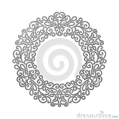 Elegant luxury retro silver floral round frame Vector Illustration