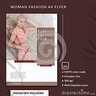 Elegant Luxury woman fashion feminine A4 flayer magazine template stylist cosmetic Vector Illustration