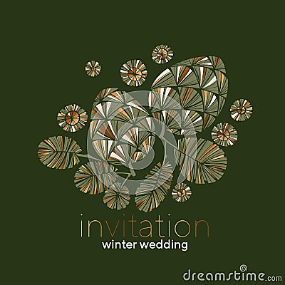 Elegant luxury xmas golden pine cones design Vector Illustration