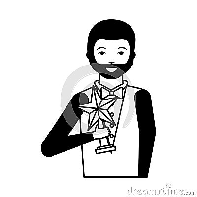 Elegant man with trophy winner Vector Illustration