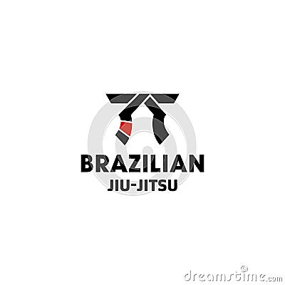 Brazilian Jiu-Jitsu simple belt logo design vector icon Illustration, black and red belt icon vector , symbol for academy Vector Illustration