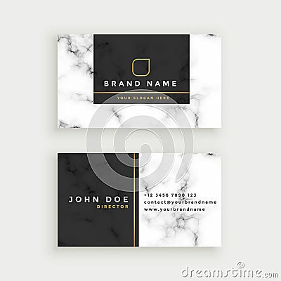 Elegant marble texture business card design Vector Illustration