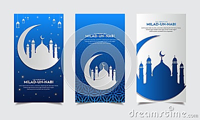 Elegant Maulid Nabi Muhammad design template stories or Mawlid Prophet Muhammad islamic stories Vector Illustration