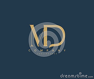 Elegant MD Letter Linked Monogram Logo Design Vector Illustration