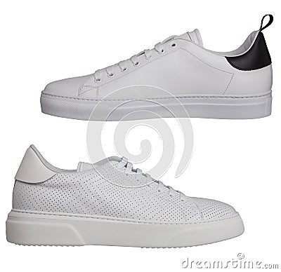 Elegant men`s sports shoes on a white background Stock Photo