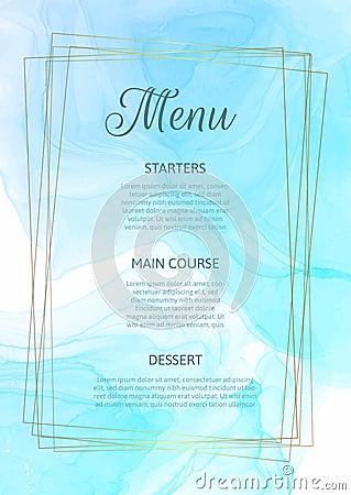 Elegant menu design with watercolour design Vector Illustration