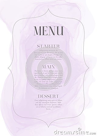 Elegant menu design with watercolour texture Vector Illustration