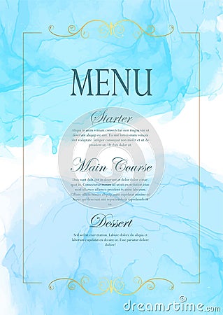 Elegant menu design with watercolour texture Vector Illustration
