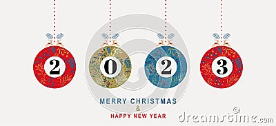 Elegant Merry Christmas and Happy New Year Cartoon Illustration