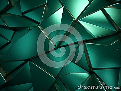 elegant metallic green steel texture background with light reflection triangle Stock Photo