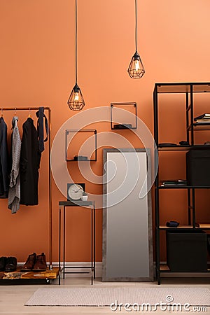 Elegant mirror in stylish room. Interior design Stock Photo