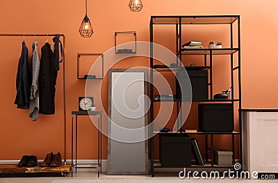 Elegant mirror in stylish room. Interior design Stock Photo