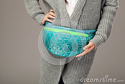 Elegant model with a fanny pack Stock Photo