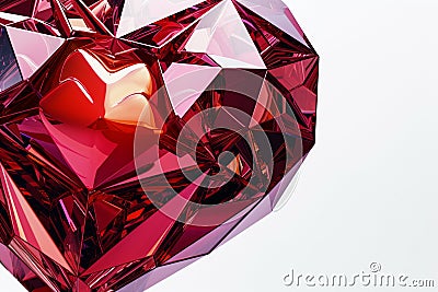 An elegant and modern abstract heart design for Valentine's Day, featuring geometric shapes in various shades of red. Stock Photo