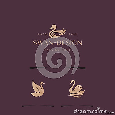 Elegant Modern Animal Illustration Swan Inspiration Vector Design Concept Vector Illustration