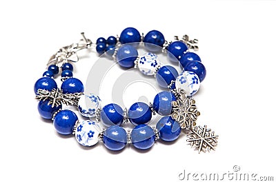 Elegant and modern bracelet made from jade, ceramic and silver Stock Photo