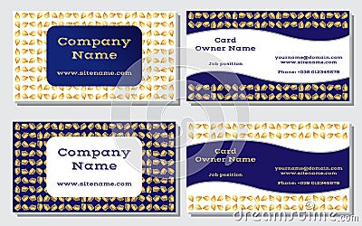 Elegant and modern business card. The refined design. A beautiful combination of gold, yellow, white and rich, deep blue Vector Illustration