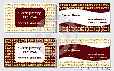 Elegant and modern business card. The refined design. A beautiful combination of gold, yellow, white and rich, deep red color Vector Illustration