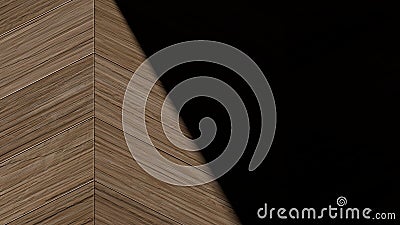 Elegant and modern 3D Rendering abstract background with impressive wooden floor and simple diagonal hard shadows Cartoon Illustration