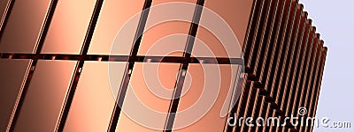 Elegant and modern 3D Rendering image background of copper stacked rectangular sheet metal Stock Photo