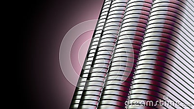 Elegant and Modern 3D Rendering image background of densely overlapping metal plates in a rainbow Stock Photo