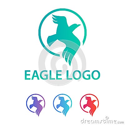 Elegant Modern Eagle Flying Logo With Circle Concept Vector Design Vector Illustration