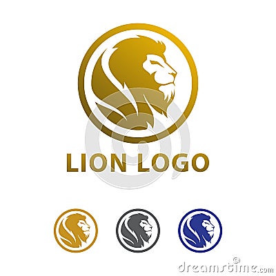 ELegant Modern Lion Head With Circle and Golden Gradien Logo Vector Design Concept Vector Illustration