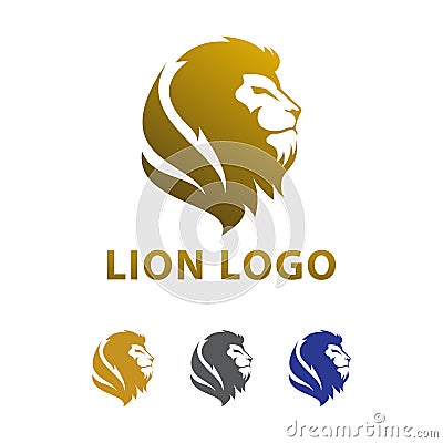 ELegant Modern Lion Head Golden Gradien Logo Drawing Vector Design With Color Variations Vector Illustration