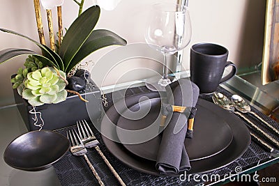 Elegant Modern Table Place Setting Stock Photo