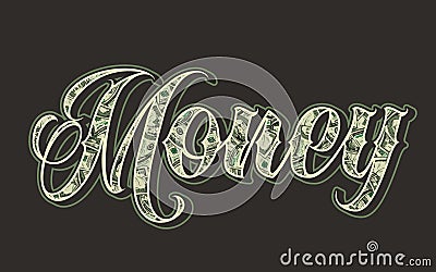 Elegant money decorative colorful inscription Vector Illustration