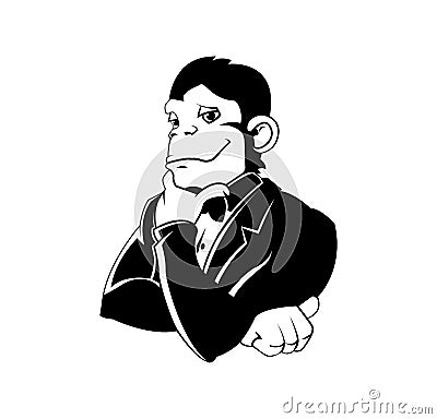 Elegant monkey in a tux Vector Illustration