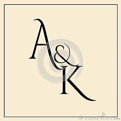 Elegant monogram design, A&K intertwined Stock Photo