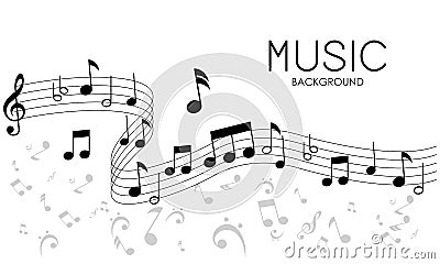 Elegant musical notes music chord background Vector Illustration