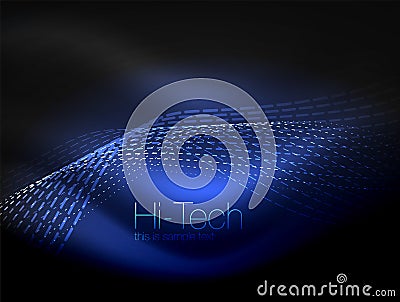 Elegant neon flowing stripes, smooth waves with light effects Vector Illustration