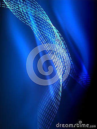 Elegant neon flowing stripes, smooth waves with light effects Vector Illustration