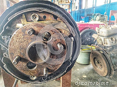 elegant old drum brakes Stock Photo