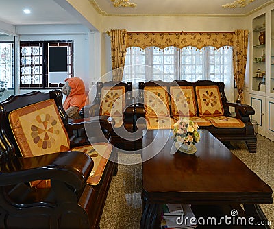 Elegant oriental classic vintage Chinese living room, interior d Stock Photo