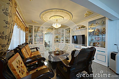 Elegant oriental classic vintage Chinese living room, interior d Stock Photo