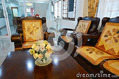 Elegant oriental classic vintage Chinese living room, interior d Stock Photo