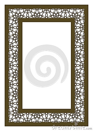 Elegant ornamental rectangle frame with lace pattern for laser c Vector Illustration