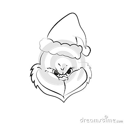 Elegant outline drawing of Christmas monster, vector illustration Vector Illustration