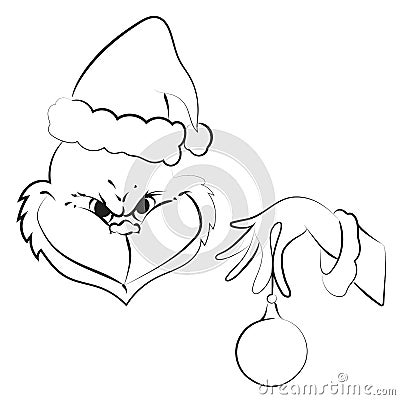 Elegant outline drawing of Christmas monster, vector illustration Vector Illustration