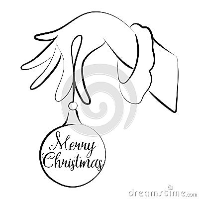 Elegant outline drawing of Merry Christmas ball, vector illustration Vector Illustration