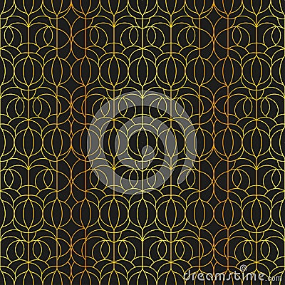 Elegant outline pattern in black and gold foil outline Vector Illustration