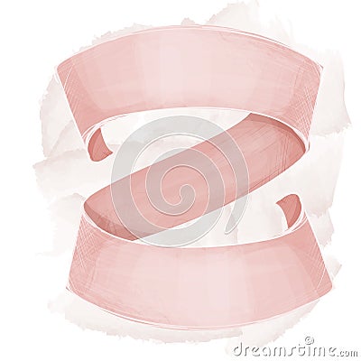 Elegant pastel pink ribbon - decorative element for lettering or type. Three words composition. Text space. Cartoon Illustration