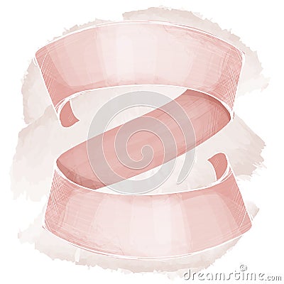 Elegant pastel pink ribbon - decorative element for lettering or type. Three words composition. Text space. Vector Vector Illustration